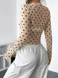 Polka Dot Mesh Long Sleeve Crop Top - Update AvenueT-ShirtsTrendsi10010030896849210010030896849274a8dce7f56a4ed587c950f81feba357 - Max - OriginWhite