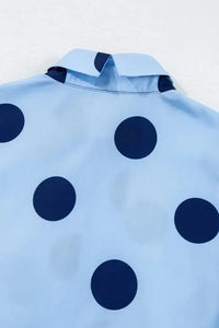 Polka Dot Print Ruffled Short Sleeve Buttoned Collared Blouse - Update AvenueVacation StyleTrendsi100100383297323100100383297323b19a347f - 4773 - 4559 - 83ec - 0334ea384823 - MaxLight Blue