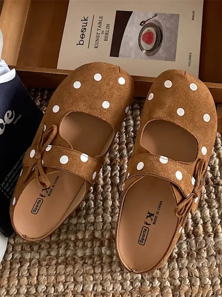 Polka Dot Round Toe Slip-Ons