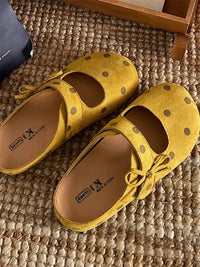 Polka Dot Round Toe Slip-Ons