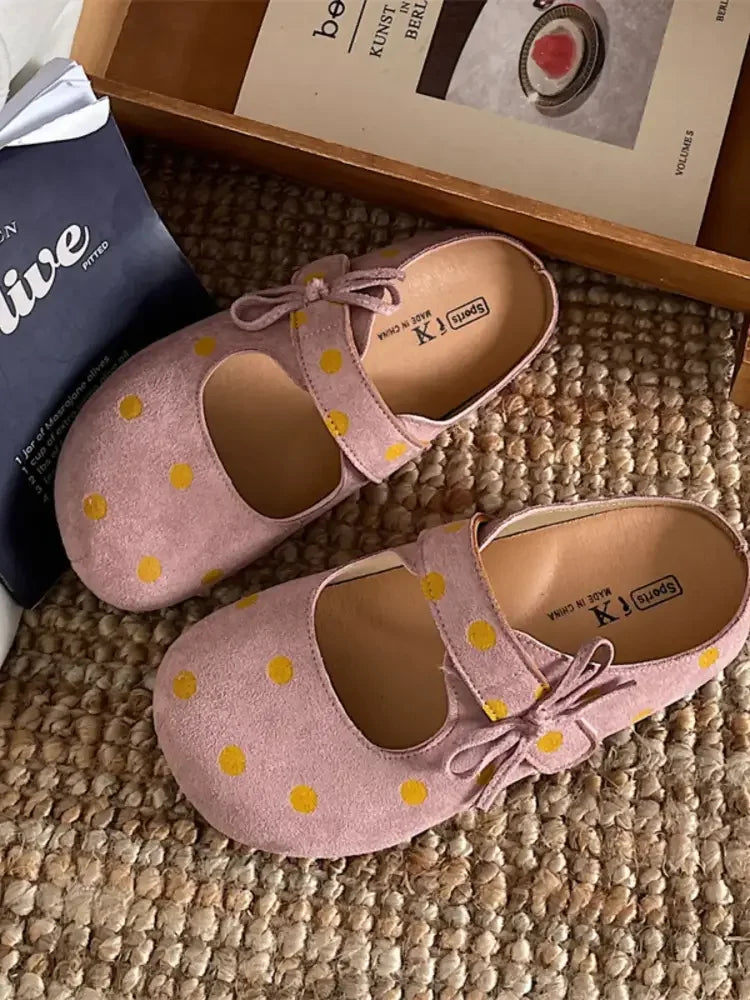 Polka Dot Round Toe Slip-Ons