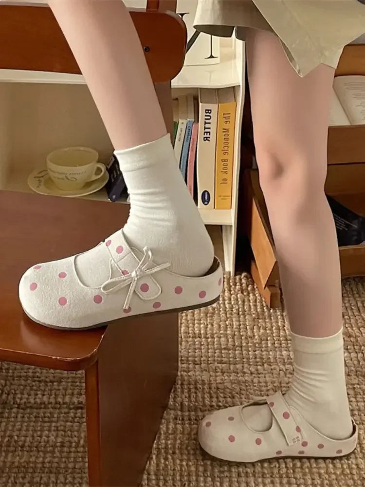 Polka Dot Round Toe Slip-Ons