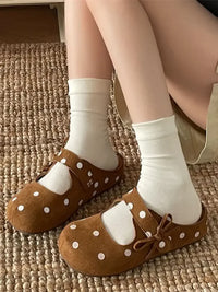 Polka Dot Round Toe Slip-Ons
