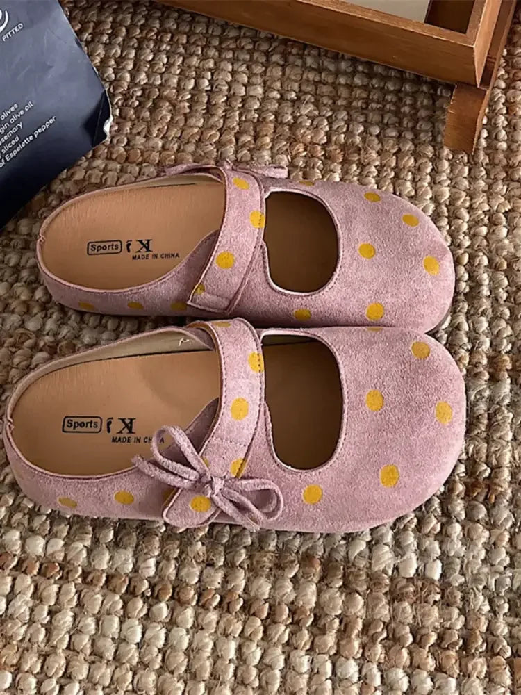 Polka Dot Round Toe Slip-Ons