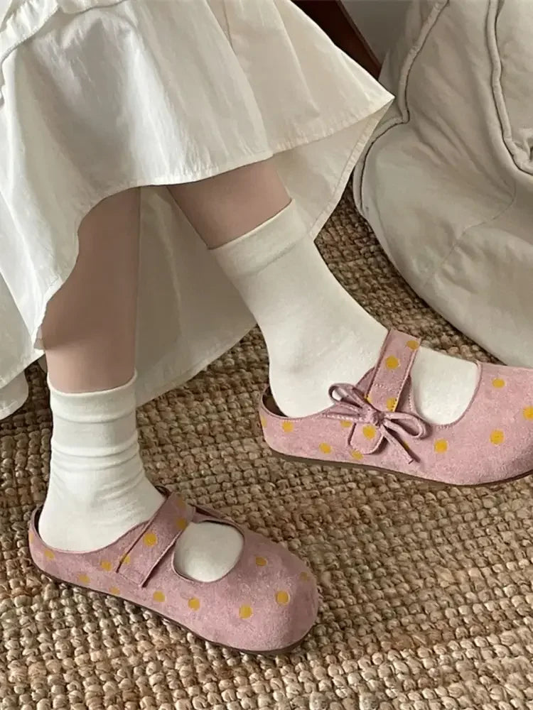 Polka Dot Round Toe Slip-Ons