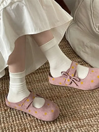 Polka Dot Round Toe Slip-Ons