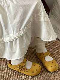 Polka Dot Round Toe Slip-Ons