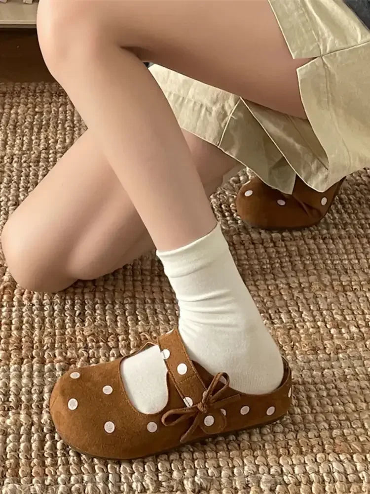 Polka Dot Round Toe Slip-Ons