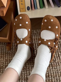 Polka Dot Round Toe Slip-Ons