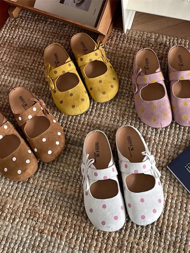 Polka Dot Round Toe Slip-Ons