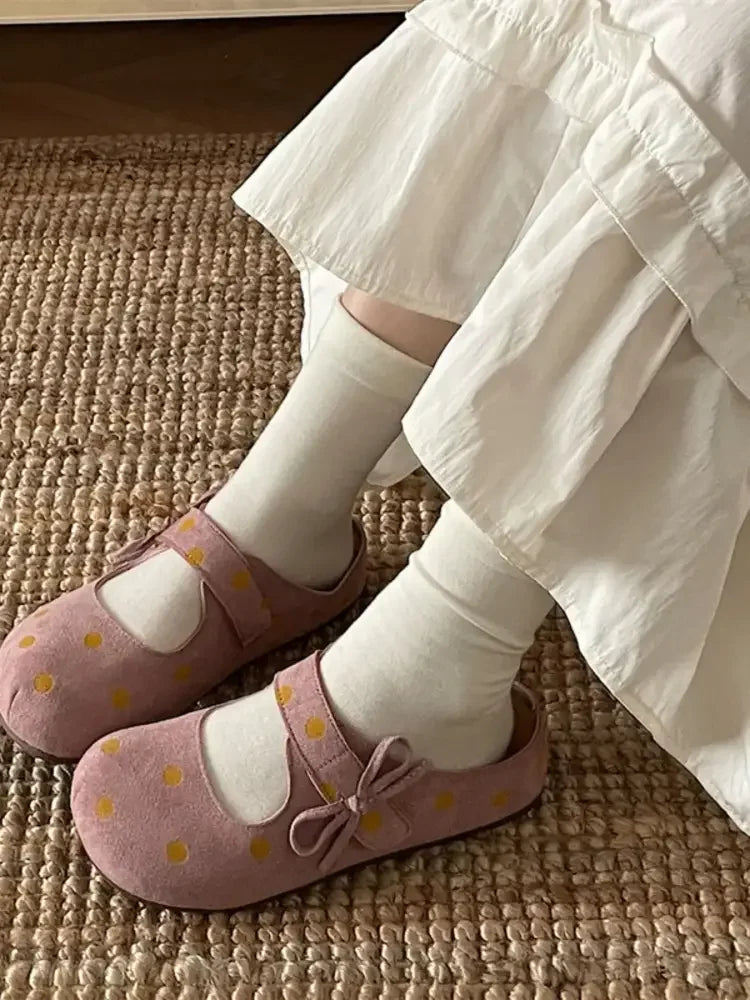 Polka Dot Round Toe Slip-Ons