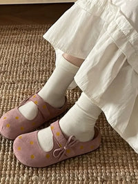 Polka Dot Round Toe Slip-Ons