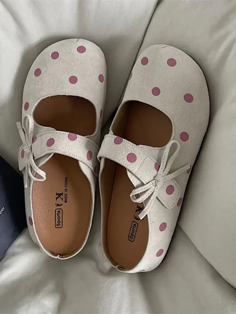 Polka Dot Round Toe Slip-Ons