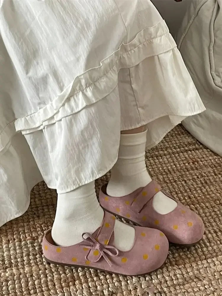 Polka Dot Round Toe Slip-Ons