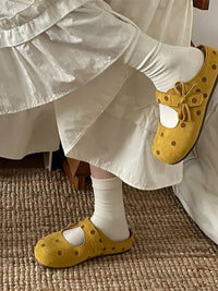 Polka Dot Round Toe Slip-Ons