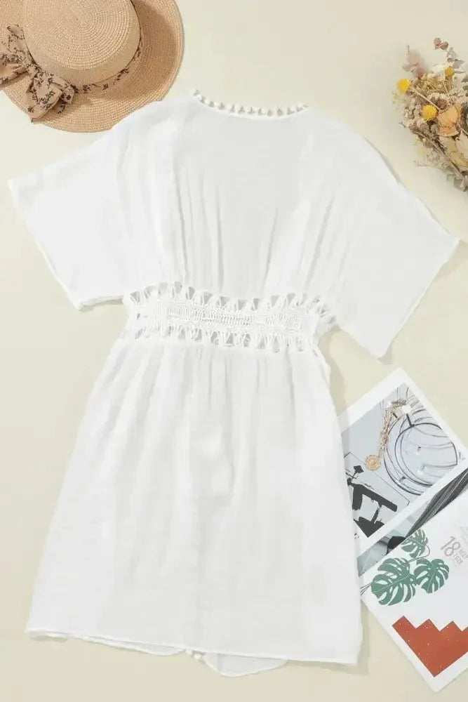 Pom Pom Trim Drawstring Waist Cover - Up - Update AvenueBoho VibesTrendsi10010066486861010010066486861013fbd7eb - 5f07 - 4c6e - b647 - 42f02f561a05 - Max - OriginWhite