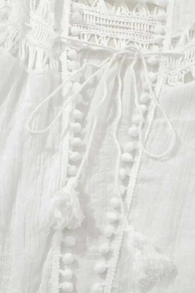 Pom Pom Trim Drawstring Waist Cover - Up - Update AvenueBoho VibesTrendsi1001006648686101001006648686107d459ce2 - 62cd - 4c4c - be5b - e6cac119f9a5 - Max - OriginWhite