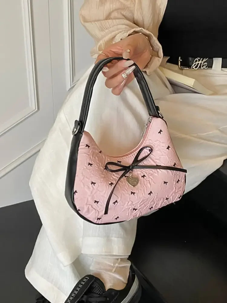 Printed Bow Shoulder Bag
