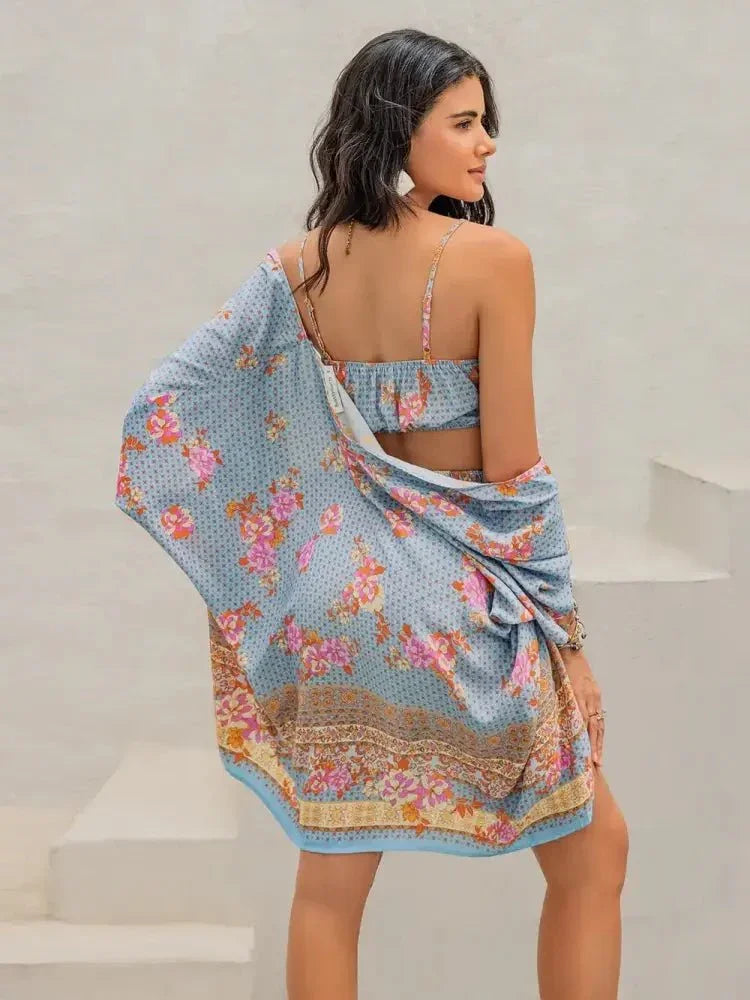 Printed Bra, Shorts and Cover Up Three - Piece Set - Update AvenueBoho VibesTrendsi10010040980190910010040980190967da7dca - 7ad6 - 4a74 - 838e - ba4b5f51ee63 - MaxLight Blue