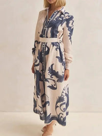 Printed Button Down Belted Shirt Dress - Update AvenueCasual DressesTrendsi100100023920049100100023920049Printed Button Down Belted Shirt DressApricot Bottom Black Print
