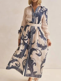 Printed Button Down Belted Shirt Dress - Update AvenueCasual DressesTrendsi100100023920049100100023920049Printed Button Down Belted Shirt DressApricot Bottom Black Print