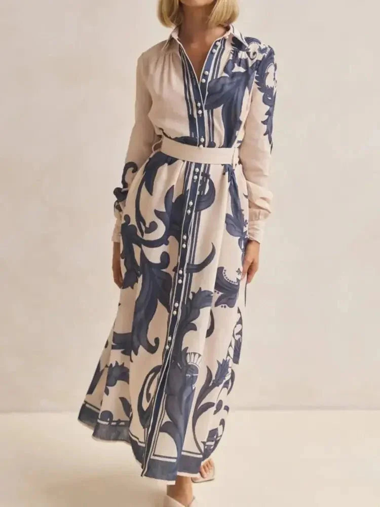 Printed Button Down Belted Shirt Dress - Update AvenueCasual DressesTrendsi100100023920049100100023920049Printed Button Down Belted Shirt DressApricot Bottom Black Print
