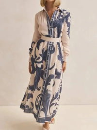 Printed Button Down Belted Shirt Dress - Update AvenueCasual DressesTrendsi100100023920049100100023920049Printed Button Down Belted Shirt DressApricot Bottom Black Print