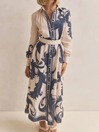 Printed Button Down Belted Shirt Dress - Update AvenueCasual DressesTrendsi100100023920049100100023920049Printed Button Down Belted Shirt DressApricot Bottom Black Print