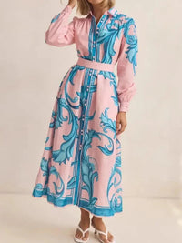 Printed Button Down Belted Shirt Dress - Update AvenueCasual DressesTrendsi100100023923592100100023923592Printed Button Down Belted Shirt DressFoundation Blue Print