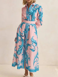 Printed Button Down Belted Shirt Dress - Update AvenueCasual DressesTrendsi100100023923592100100023923592Printed Button Down Belted Shirt DressFoundation Blue Print