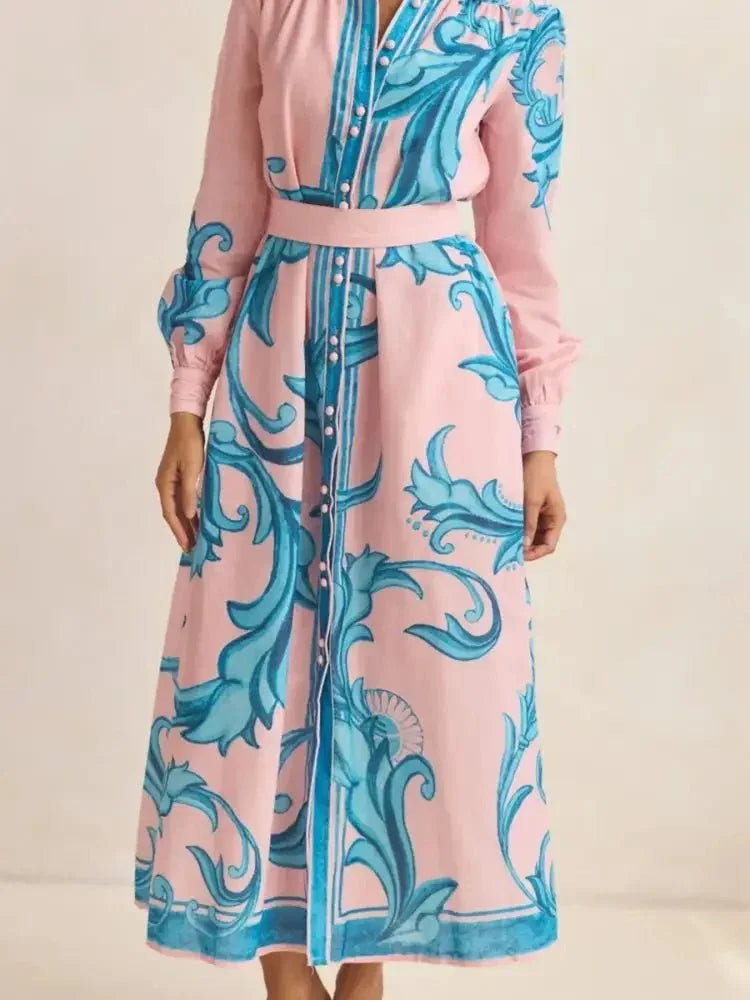 Printed Button Down Belted Shirt Dress - Update AvenueCasual DressesTrendsi100100023923592100100023923592Printed Button Down Belted Shirt DressFoundation Blue Print