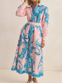 Printed Button Down Belted Shirt Dress - Update AvenueCasual DressesTrendsi100100023923592100100023923592Printed Button Down Belted Shirt DressFoundation Blue Print