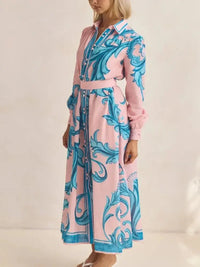 Printed Button Down Belted Shirt Dress - Update AvenueCasual DressesTrendsi100100023923592100100023923592Printed Button Down Belted Shirt DressFoundation Blue Print