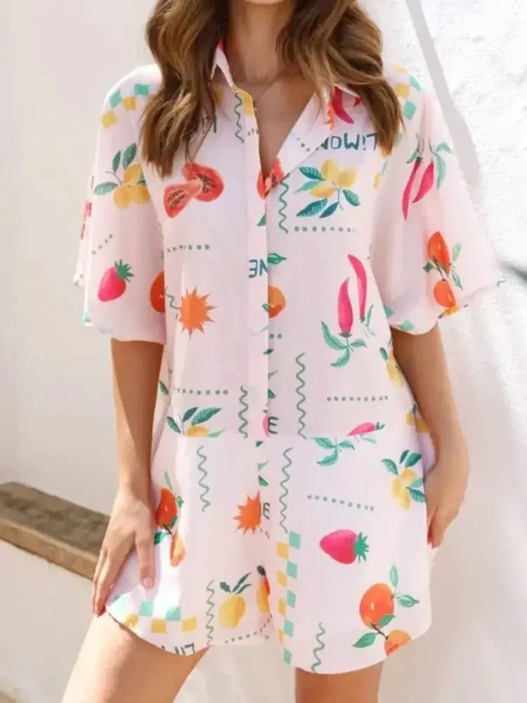 Printed Collared Neck Half Sleeve Romper - Update AvenueVacation StyleTrendsi1001004829310261001004829310268004d874 - 8dd5 - 4e84 - bd89 - b558217fdf52 - MaxBlush Pink