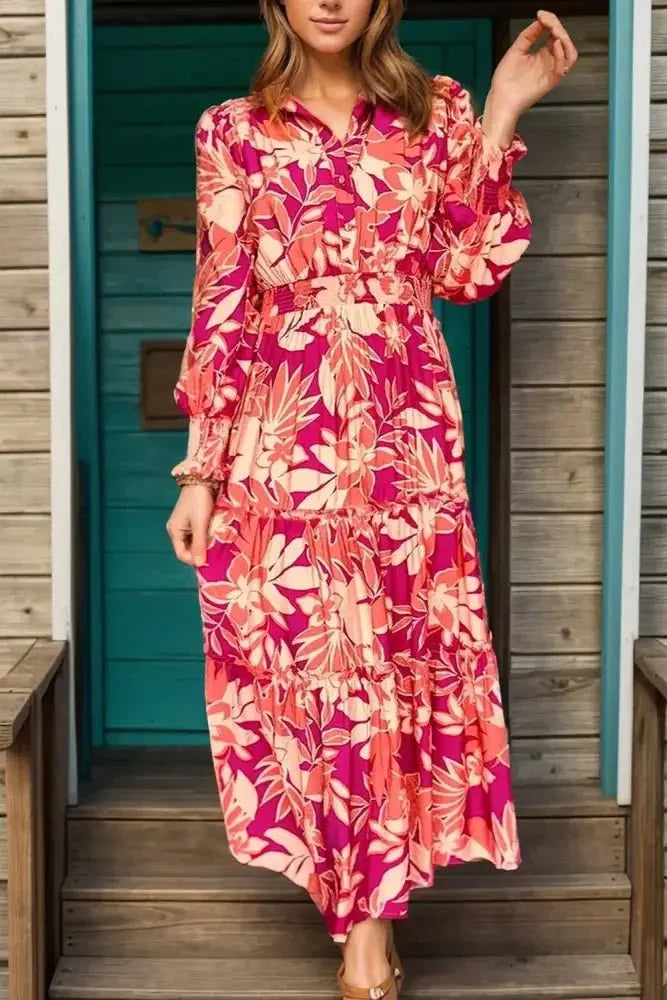 Printed Collared Neck Long Sleeve Dress - Update AvenueTrendsi100100107931886100100107931886f8374949 - c9d9 - 4ab6 - 813b - f55c61e80be9 - MaxStrawberry