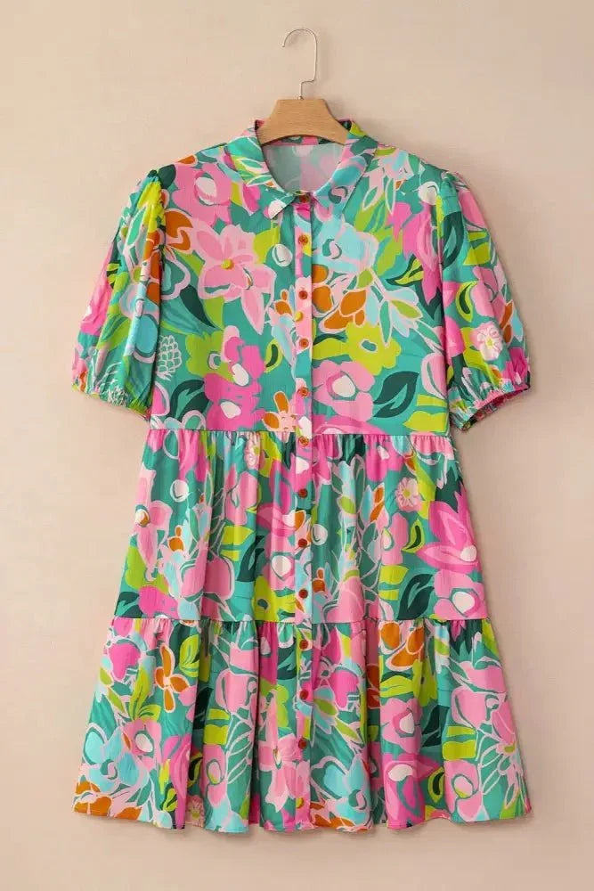 Printed Collared Neck Puff Sleeve Mini Dress - Update AvenueVacation StyleTrendsi10010035008137710010035008137751bf244d - 036d - 4711 - 88f3 - 6e7d670316d9 - MaxFloral