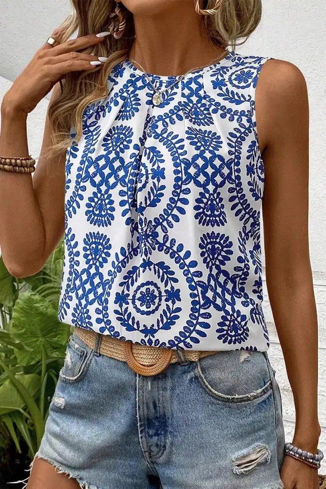 Printed Crew Neck Sleeveless Top - Update AvenueBoho VibesTrendsi10010093219711310010093219711370c25a6b - fe79 - 4cc7 - 8cc0 - 374abc237eaa - Max - OriginBlue