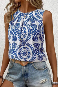 Printed Crew Neck Sleeveless Top - Update AvenueBoho VibesTrendsi100100932197113100100932197113a620b068 - eb5b - 44d3 - a775 - a10d8fa33481 - Max - OriginBlue