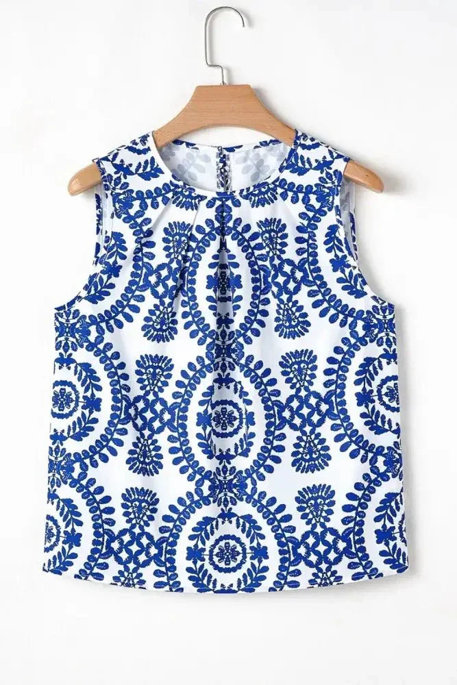 Printed Crew Neck Sleeveless Top - Update AvenueBoho VibesTrendsi1001009321971131001009321971136a71173c - 55eb - 4b5f - ad63 - ffa7c4841338 - Max - OriginBlue