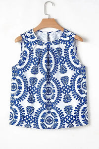 Printed Crew Neck Sleeveless Top - Update AvenueBoho VibesTrendsi1001009321971131001009321971136a71173c - 55eb - 4b5f - ad63 - ffa7c4841338 - Max - OriginBlue