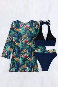 Printed Halter Neck Three - Piece Swim Set - Update AvenueTrendsi100100831199039100100831199039943b3298 - 6cee - 412c - 8ef9 - 15216d9eb2c9 - MaxBlack