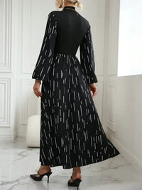 Printed Long Sleeve Mock Neck Dress