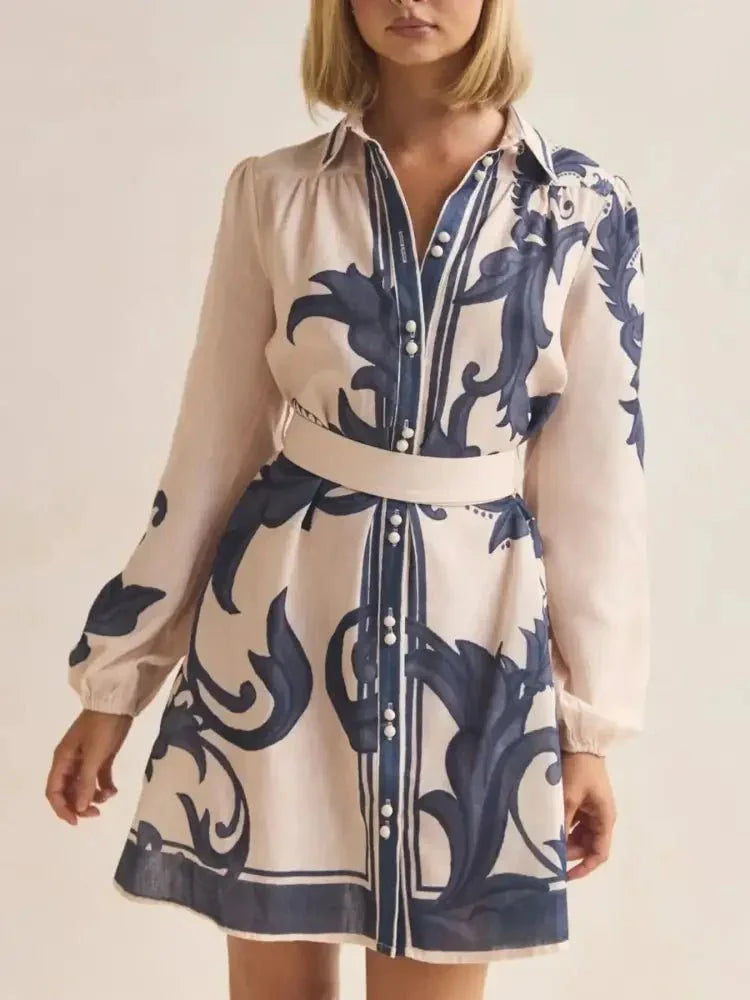 Printed Long Sleeve Shirt Dress - Update AvenueCasual DressesTrendsi100100266516278100100266516278Printed Long Sleeve Shirt DressBeige