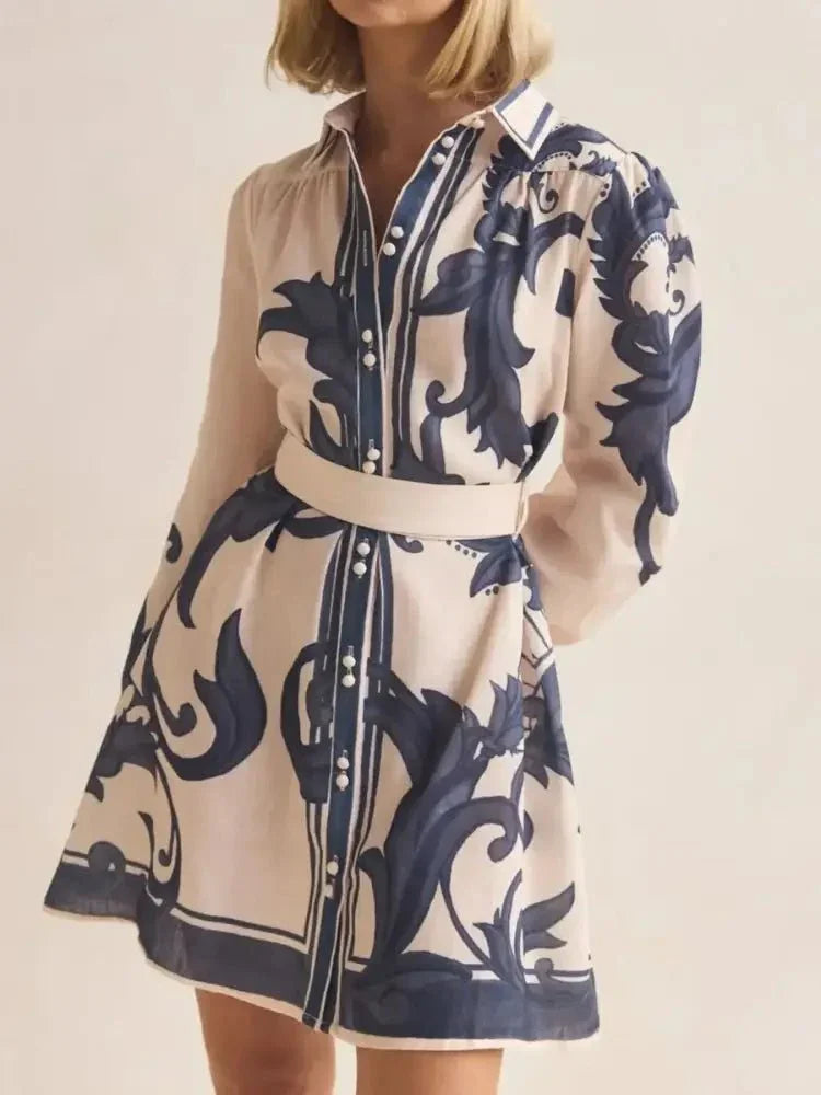 Printed Long Sleeve Shirt Dress - Update AvenueCasual DressesTrendsi100100266516278100100266516278Printed Long Sleeve Shirt DressBeige