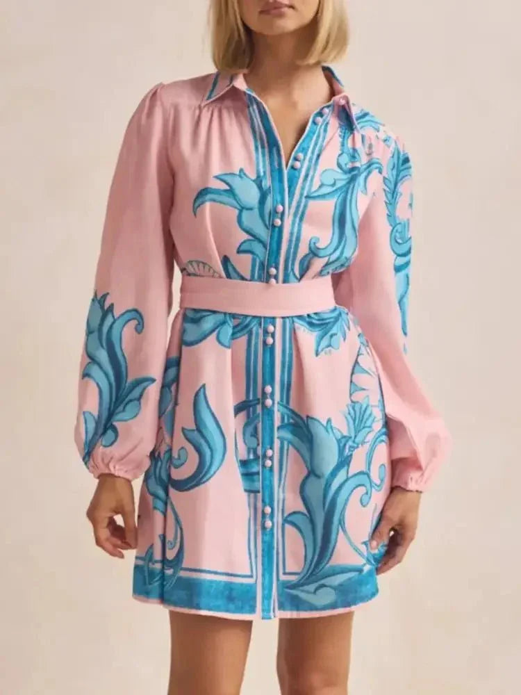 Printed Long Sleeve Shirt Dress - Update AvenueCasual DressesTrendsi100100266518969100100266518969Printed Long Sleeve Shirt DressBlush Pink