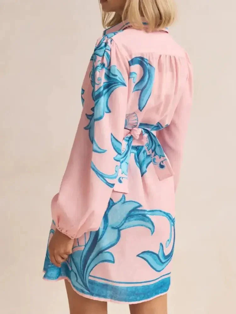 Printed Long Sleeve Shirt Dress - Update AvenueCasual DressesTrendsi100100266518969100100266518969Printed Long Sleeve Shirt DressBlush Pink