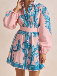 Printed Long Sleeve Shirt Dress - Update AvenueCasual DressesTrendsi100100266518969100100266518969Printed Long Sleeve Shirt DressBlush Pink
