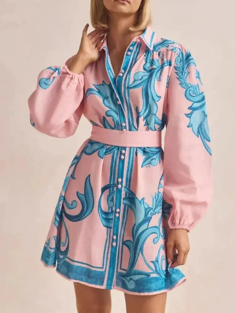 Printed Long Sleeve Shirt Dress - Update AvenueCasual DressesTrendsi100100266518969100100266518969Printed Long Sleeve Shirt DressBlush Pink