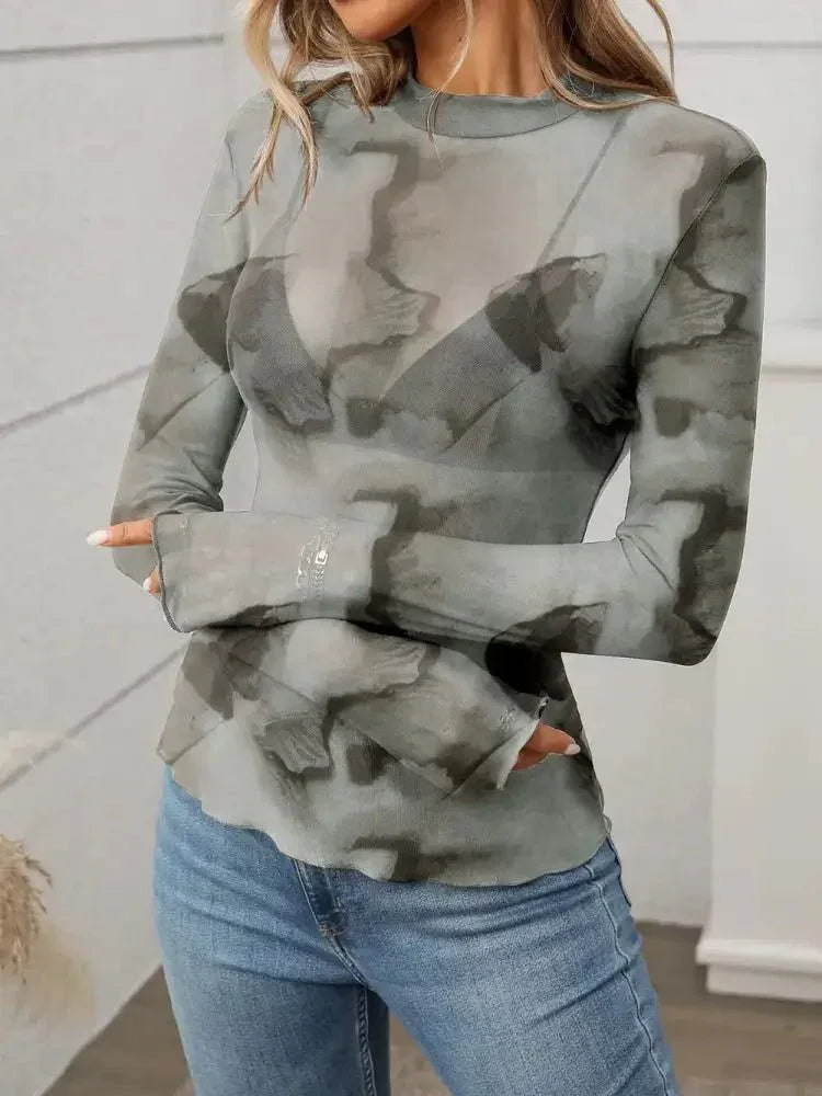 Printed Mock Neck Long Sleeve Mesh T-Shirt - Update AvenueFestival VibesTrendsi100100887811731100100887811731e79a4da3 - d53c - 4b12 - 993c - df7f8024f627 - MaxInk Painting