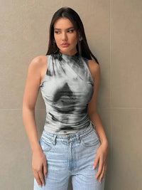 Printed Mock Neck Ruched Tank - Update AvenueFestival VibesTrendsi10010001812113910010001812113927d56218 - 5381 - 43c5 - b47d - 0f1b55de3b4d - MaxGray